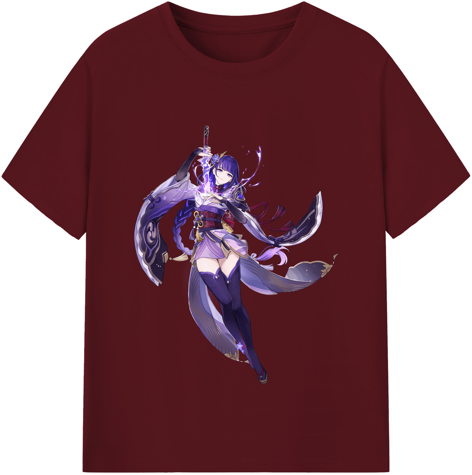 げんし神 雷電将軍 らいでんしょうぐん genshin Raiden Shogun 綿100％半袖Tシャツ（フロントプリント）
